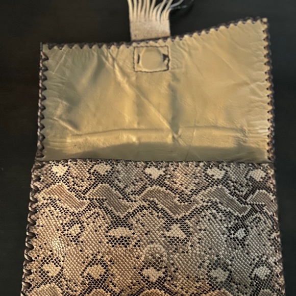 NEW Handmade /Stitched Snakeskin Print Real  Leather ClutchHandbag - Picture 3 of 3